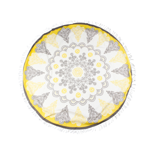 Turkish Towel Boho Round 150cm Yellow
