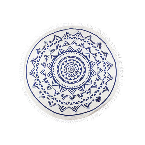 Turkish Towel Boho Round 150cm Blue