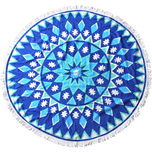 Round Beach Towel 150cm Printed Green and Blue