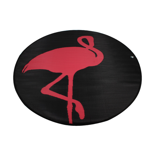 Round Outdoor Reversible Mat Weatherproof Flamingo Design 200cm Diameter