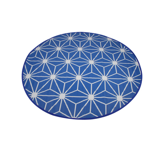 Round Outdoor Reversible Mat Weatherproof Starburst Design 200cm Diameter