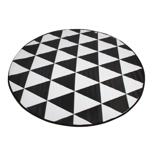 Round Outdoor Reversible Mat Weatherproof Triangle Design 200cm Diameter