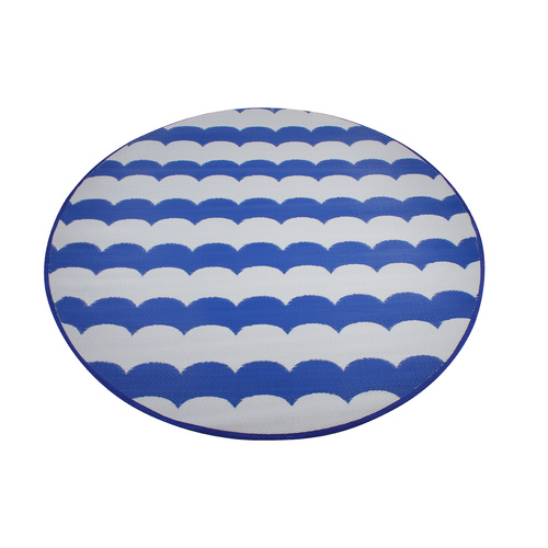 Round Outdoor Reversible Mat Weatherproof Wave Design 200cm Diameter