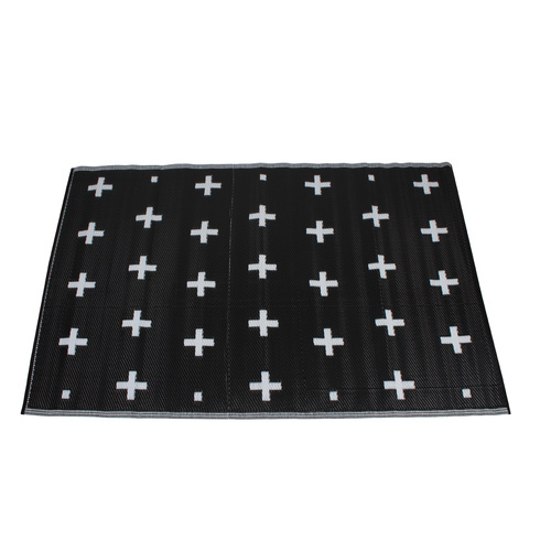Rectangular Outdoor Reversible Mat Weatherproof Crosses Design 120 x 180cm