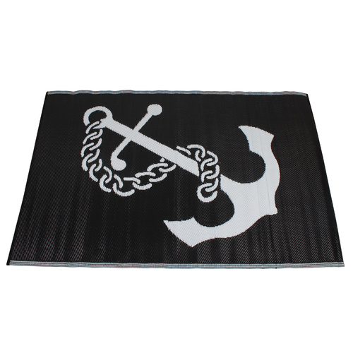 Rectangular Outdoor Reversible Mat Weatherproof Anchor Design 120 x 180cm