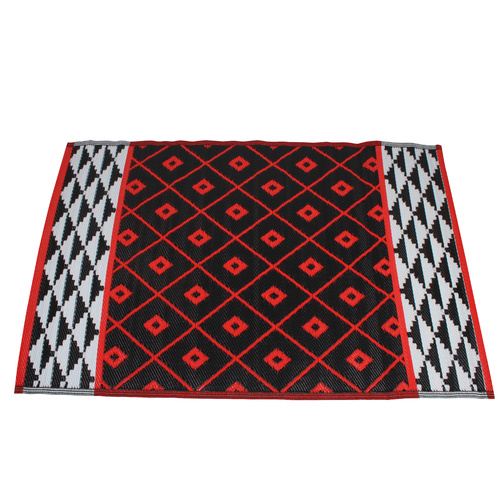 Rectangular Outdoor Reversible Mat Weatherproof Coral Geometric Eye 120 x 180cm