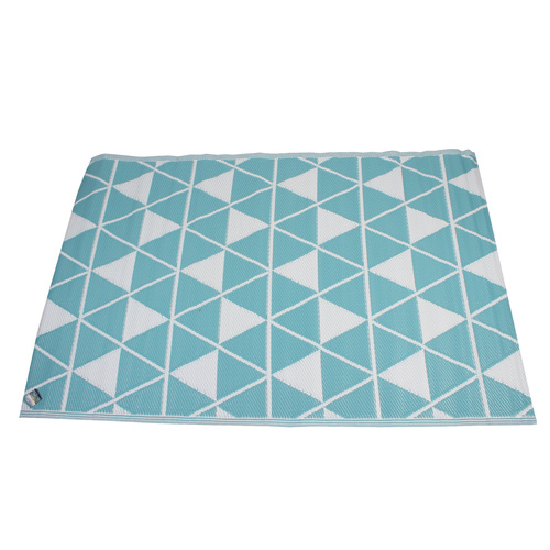Rectangular Outdoor Reversible Mat Weatherproof Blue Prisim Design 120 x 180cm