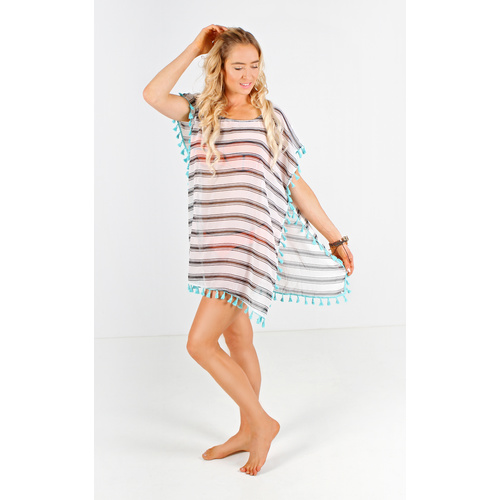 White Stripes Beach Dress One Size Fits Most