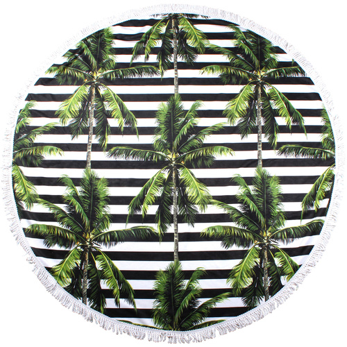 Round Beach Towels 150cm Microfibre Palm Tree