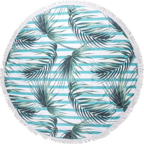 Round Beach Towels 150cm Microfibre Stripe Palm