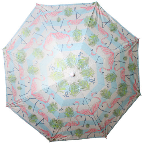 Beach Umbrella 180cm Vintage Flamingo Design