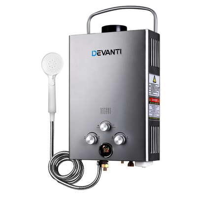 Portable Gas Water Heater With Pump LPG System Grey Finish