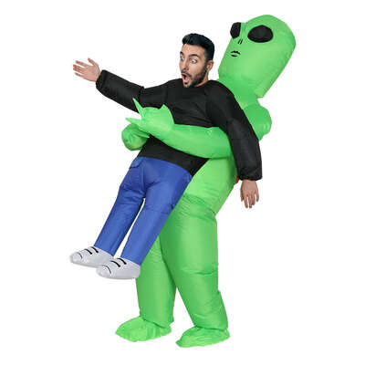Inflatable Green Alien Costume Adult Blow Up Party Fancy Dress Cosplay