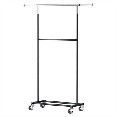 Clothes Rack Double Rod Adjustable Hanger Airer Rail Coat Stand