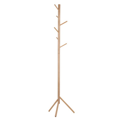 Wooden Clothes Stand with 6 Hooks - Beige