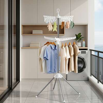 Clothes Rack Airer 2 Tier Rotatable Hanger Foldable