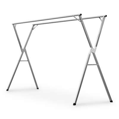 Adjustable Foldable Clothes Rack Heavy-Duty Steel Garment Hanging Rail
