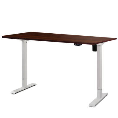 Electric Motorised Height Adjustable Standing Desk - White Frame with 100cm Walnut Top