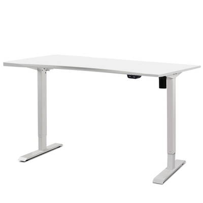 Roskos I Electric Motorised Height Adjustable Standing Desk Sit Stand Table Curved 140cm White