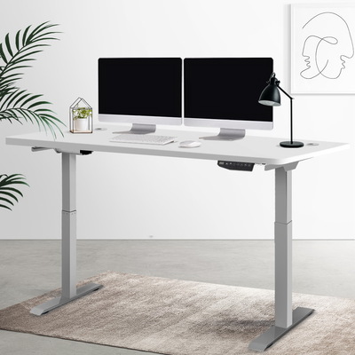 Electric Motorised Height Adjustable Standing Desk - Grey Frame with 160cm White Top