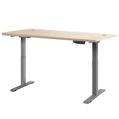 Electric Motorised Height Adjustable Standing Desk - Grey Frame with 160cm White Oak Top