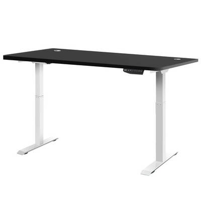 Electric Motorised Height Adjustable Standing Desk - White Frame with 160cm Black Top