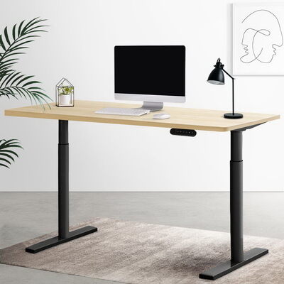 Standing Desk Motorised Electric Dual Motor White Oak 140CM