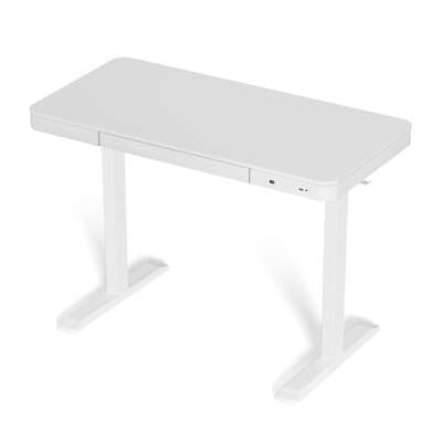 Standing Desk Motorised Electric With Drawer 120cm White