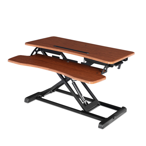 Height Adjustable Standing Desk Office Sit Stand Riser Walnut