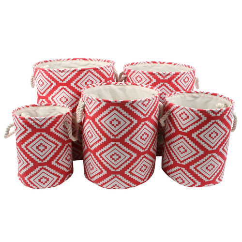 Printed Fabric Baskets Set of 5 Moroccan Green