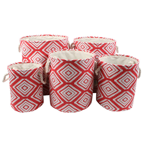 Printed Fabric Baskets Set of 5 Moroccan Green