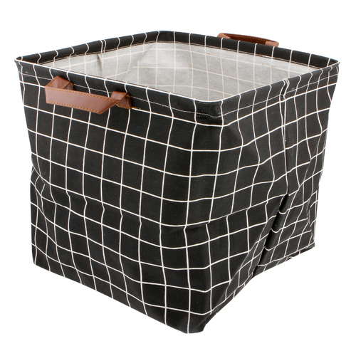 Black Check Cube Storage Basket 33 x 33 x 33cm