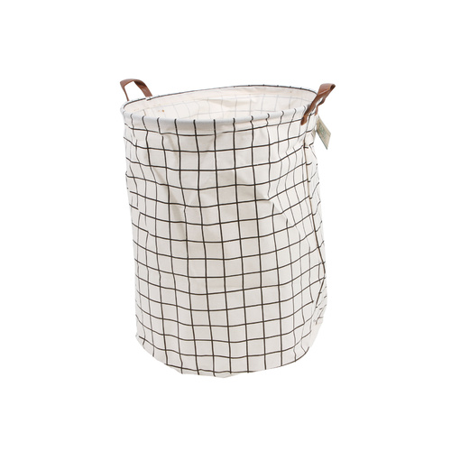White Check Large Storage Basket 40 x 50cm
