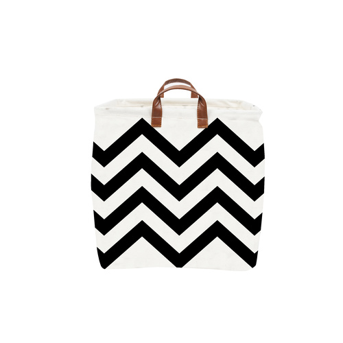 Black Zig Zag Cube Storage Basket 33 x 33 x 33cm