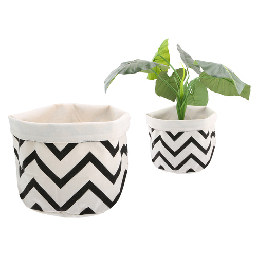Black Zig Zag Medium Storage Basket 25 x 25cm