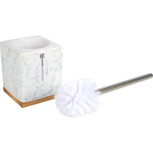 Lovnas Ceramic Toilet Brush Holder W/Bamboo 10.5X10.5X13