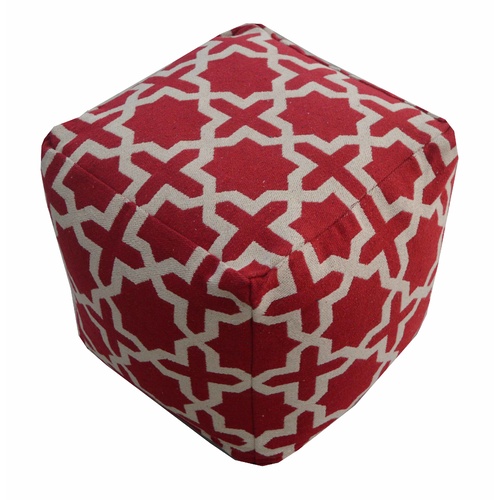  Red Woven Pouf 40 x 40 x 40cm 