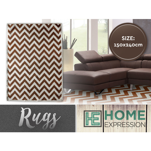 Woven Zig Zag Rug Chocolate 150 x 240cm