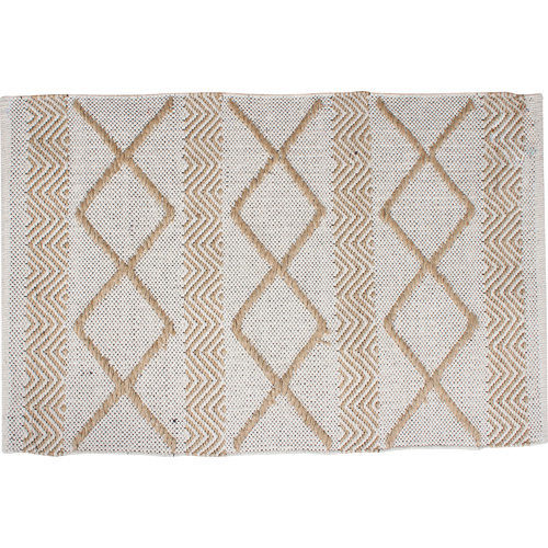 Diwali Cotton Jute Hand Knit Rug Diamond Stripe 60X90Cm