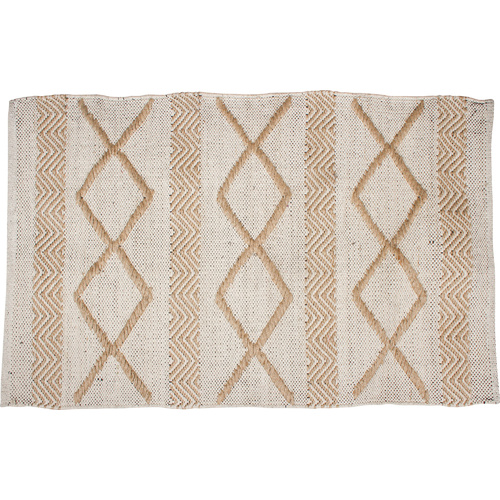 Diwali Cotton Jute Hand Knit Rug Diamond Stripe 150X240Cm