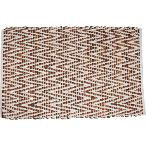 Raksha Cotton Leather Hand Knit Rug Chevron 60X90Cm