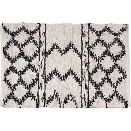 Moatsu Cotton Leather Rug Hand Knit Aztec 60X90Cm