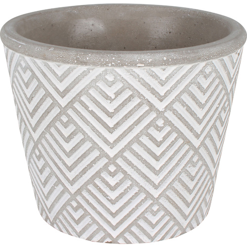 Concrete Pot 12.5X12.5X10Cm Round Tapered Diamond Stripe
