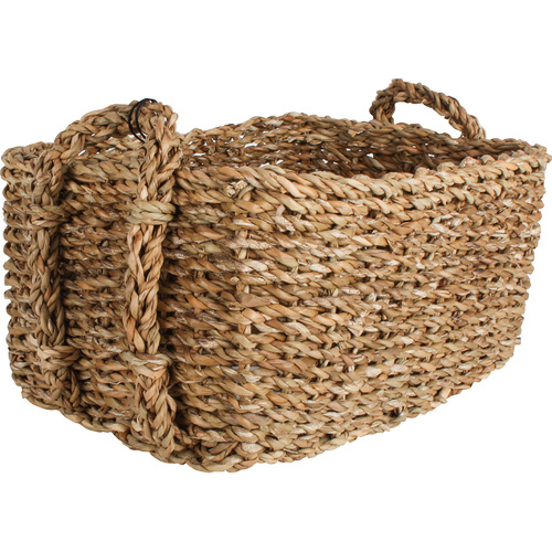 Set of 3 Seagrass Rectangle Storage Basket with Handle Small 38 x 30 x 16cm