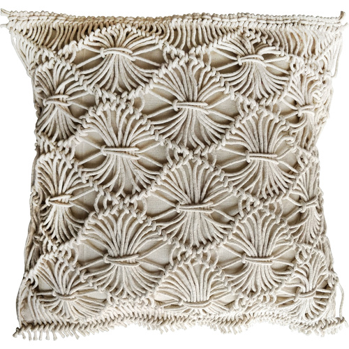 Lulu Macrame Square Filled Cotton Cushion With Fringe 45x45cm