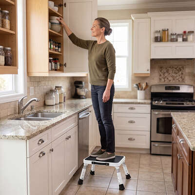 Folding Aluminium Step Stool 150kg Adjustable | EXTG