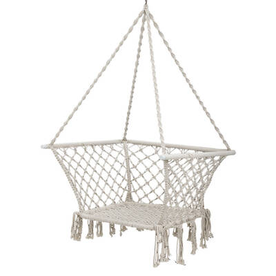 Camping Hammock Chair Patio Swing Hammocks Portable Cotton Rope Cream