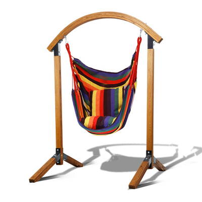 Outdoor Swing Chair Timber Hammock Pillow Patio Wooden Bench Furniture
