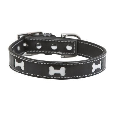 Black Bones Dog Collar Size Medium Black 