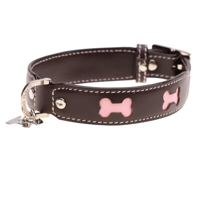 Brown Bones Dog Collar Size Medium Color Brown 